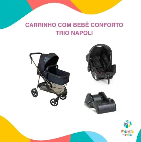 Carrinho com bebê conforto trio Napoli