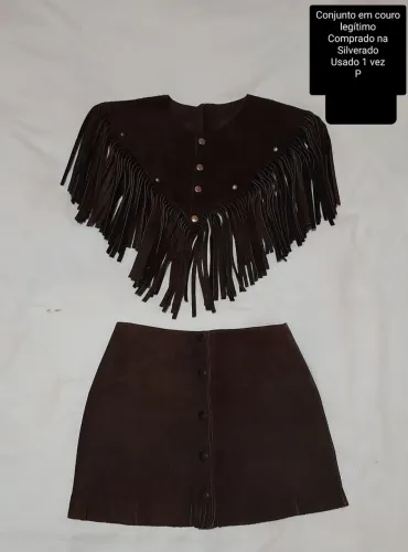 Conjunto country em couro legítimo P