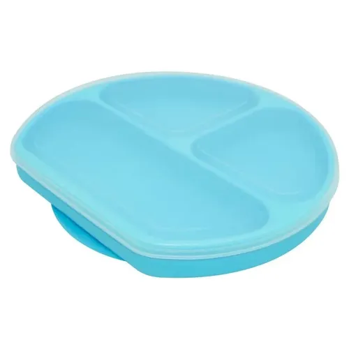Prato de silicone com ventosa e divisória com tampa Oxford