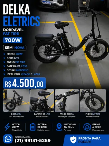 bike eletrica Delka Eletrics dobrável Fat Tire 700w