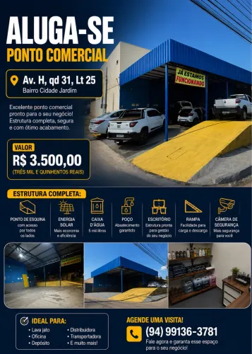 ALUGA-SE PONTO COMERCIAL - CIDADE JARDIM | LAVA JATO PRONTO PARA OPERAR