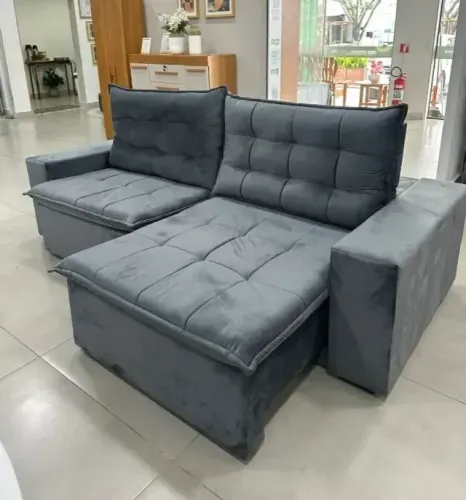 Sofá retratil e reclinavel cinza PAGAMENTO SÓ NA ENTREGA 