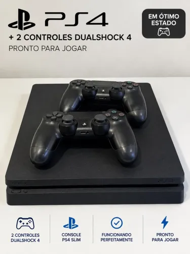 PS4 Slim + 2 Controles DualShock 4 ? Ótimo Estado