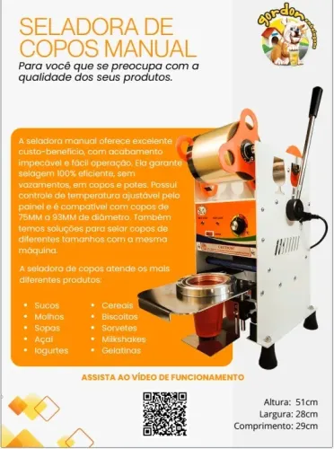 Seladora de Copos e Potes | Ideal para Açaí, Pudim, Delivery e Sobremesas
