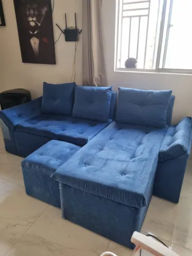 Sofá Azul com Puf
