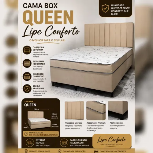 Cama Box Casal Queen + Cabeceira!