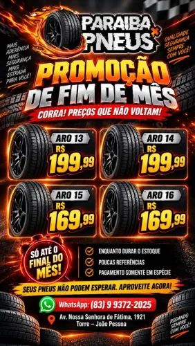 PNEUS ARO 15 e 16 APARTIR DE R$169,99 ----- Pneus em promoção Aro 13 ao Aro 16