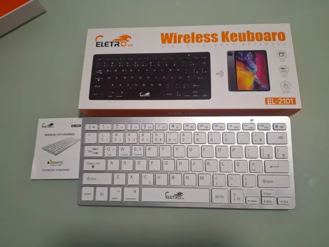 Mini Teclado Sem Fio Bluetooth EL-2101 (Recarregável / ABNT2 com Ç) - Completo na Caixa