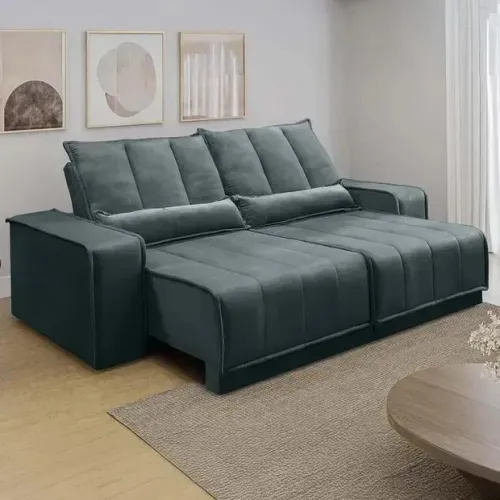 Sofá Retrátil e Reclinável Itália, Assento com Molas - Estofados Linhares
