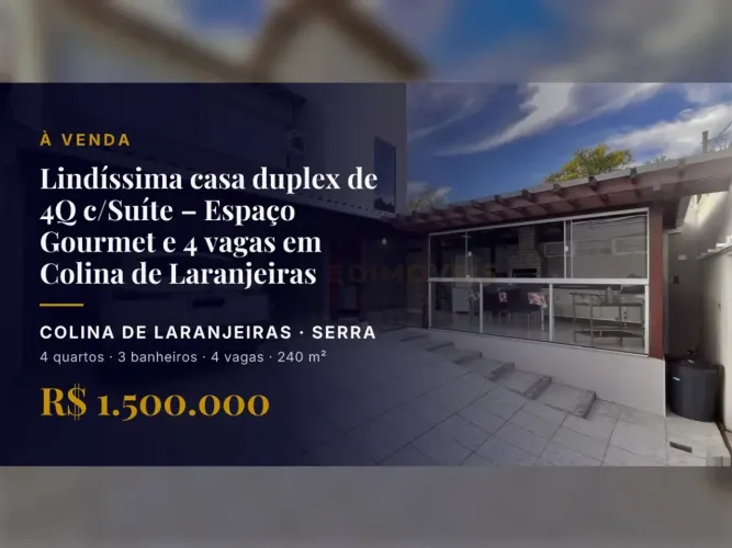 Colina de Laranjeiras: casa dos sonhos com 4 quartos e acabamentos de alto padrão!