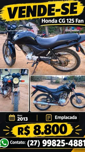 Vendo .8.800 emplacamento em dia. Só a vista!!