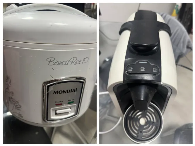 Panela elétrica de arroz, cafeteira três corações, air fryer 