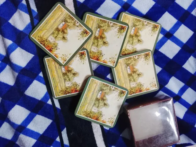 Jogo com 6 porta copos base em cortiça vintage 