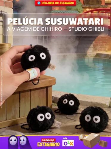 Pelúcia Studio Ghibli / A Viagem de Chihiro - Susuwatari / Produto Novo / Pronta Entrega