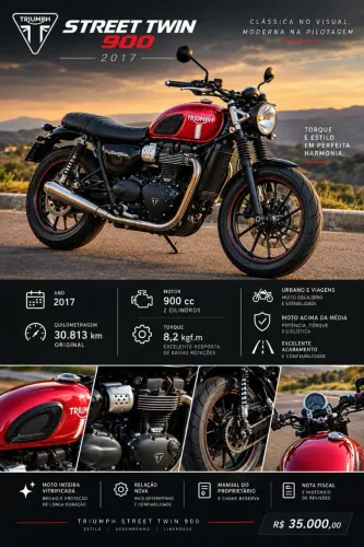Triumph Street Twin 900 / R$ 35.000,00 / Baixo KM