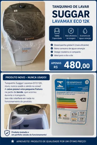 ? TANQUINHO SUGGAR LAVAMAX ECO 12KG - NOVO! ?