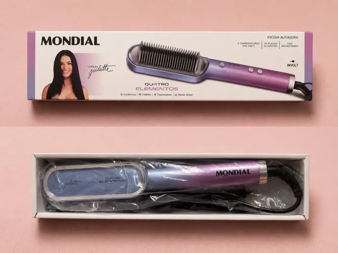 Escova Alisadora Mondial Quatro Elementos EA-JU-03