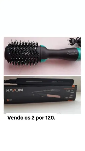 Prancha de cabelo e escova giratória 