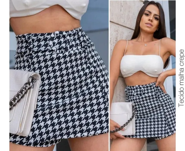 Saia short xadrez p e m . Promoção 