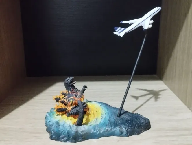 Diorama Burning Godzilla (1995) - Original Bandai