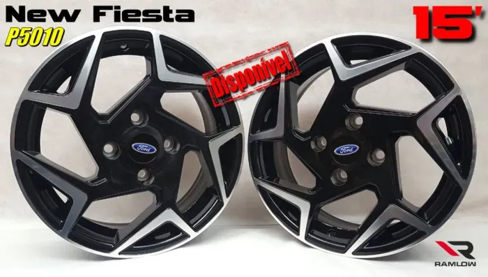 Roda aro 15 Ford New fiesta preta com diamantado 4x108 jogo novo