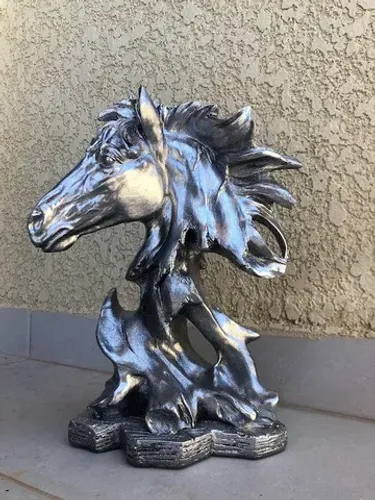 Busto De Cavalo Enfeite Sala Escultura Decorativa Estátua
