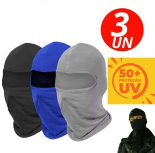 Kit com 3 Toucas Ninja/Balaclava com proteção UV Motoqueiro Moto Bike Ciclista z950