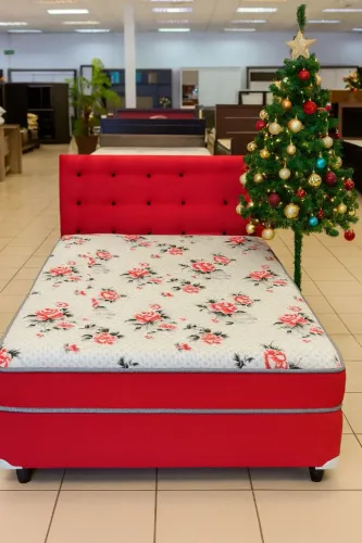 Cama de casal box vermelha De espuma*"
