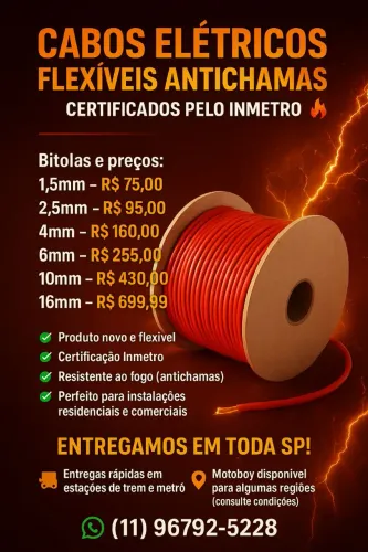 Cabos elétricos flexível antichamas 
