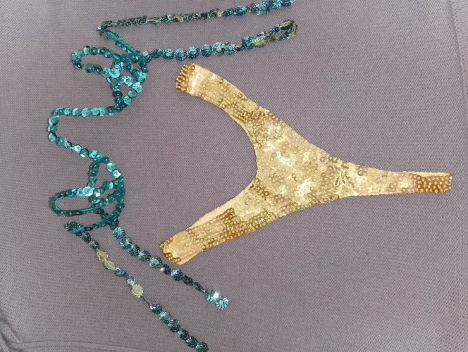 Biquíni Passista Carnaval azul e dourado