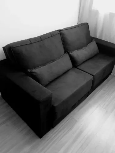 Sofá 3 Lugares Retrátil Sochi Suede Preto