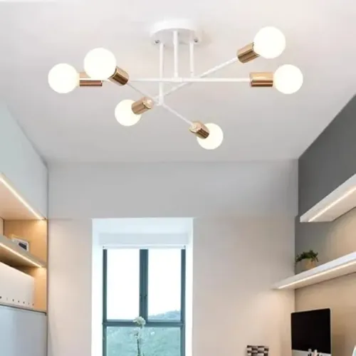 LUMINÁRIA LUSTRE PENDENTE SPUTNIK PARA 6 LÂMPADAS (Branco)