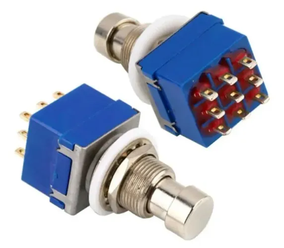 Chave 3pdt 9 pinos com travamento pedal efeito projetos footswitch