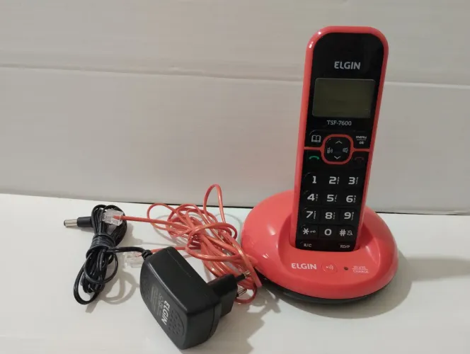 Telefone sem Fio Elgin TSF 7600, laranja com identificador (funciona)