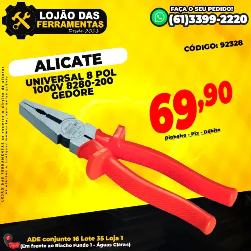 Alicate Universal 8 Polegadas 1000v 8280-200 Gedore