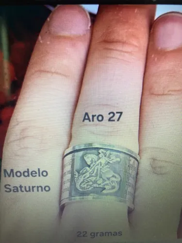 Anel São Jorge guerreiro modelo Saturno em prata maciça s925