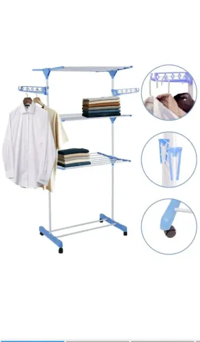 Varal de Roupas 3 andares Portátil com Rodas