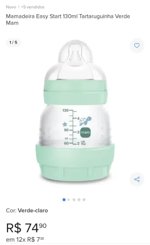 Mamadeira Mam Easy Start 130ml Tartaruguinha Verde