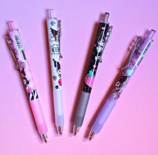 Canetas em gel Kuromi Kawaii - Kit com 4 canetas