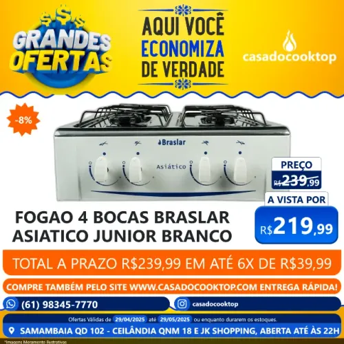 Fogao 4boca asiatico jr branco
