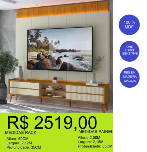 Conjunto completo painel e Rack sua sala modernizada