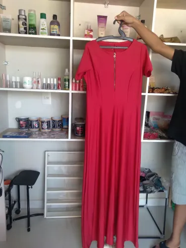 Vestido Vermelho Elegante com Zíper M ou Gper