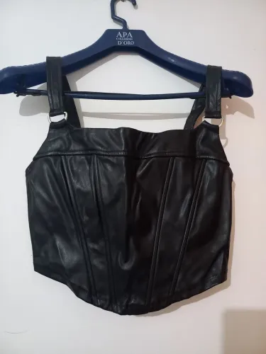 Top Corsete de Couro Sintético