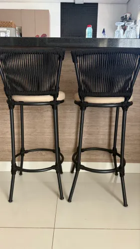 Banquetas alumínio corda nautica balcao churrasqueira cozinha
