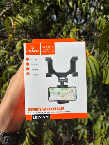 Suporte Celular Veicular Retrovisor Lehmox Para Carro GPS Motorista App - Produto Novo