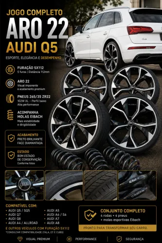 Rodas Aro 22 Audi Q5 5x112 + 4 Pneus 265/35 + Molas Eibach