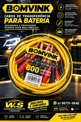 Cabo de chupeta 800amp de 2metros para carros Aceitamos cartão e pix 