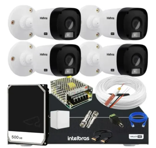 Câmeras de segurança  kit  4 unidades  intelbras. 