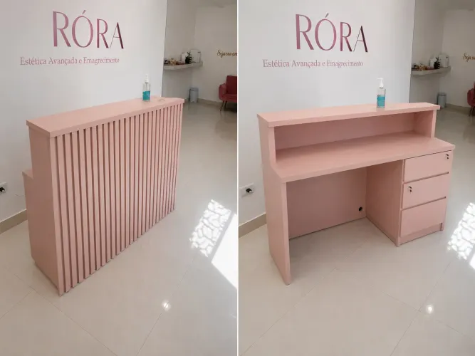 Balcão de Recepção Ripado para Clínica, Estética, Consultório ou Escritório