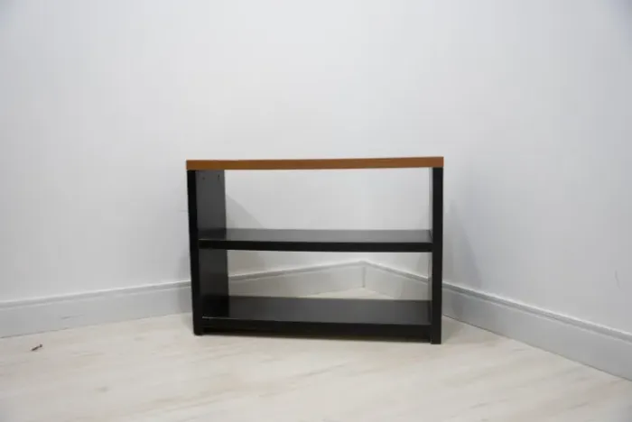 Sapateira MDF Compacta com 2 Prateleiras, Preto/Freijó